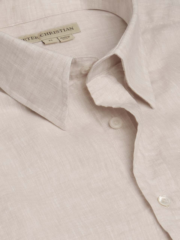 Natural Linen Long Sleeve Shirt Collar