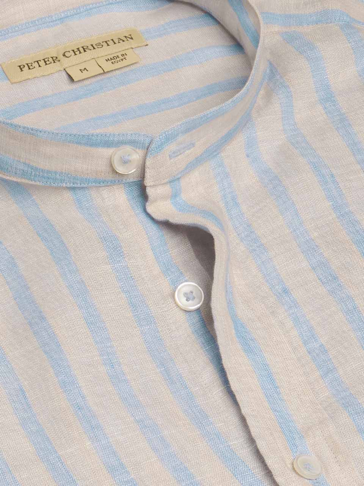 Blue & Natural Stripe Linen Shirt