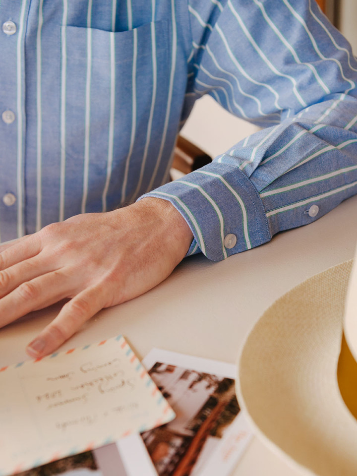 Blue and Green Oxford Shirt Long Sleeve