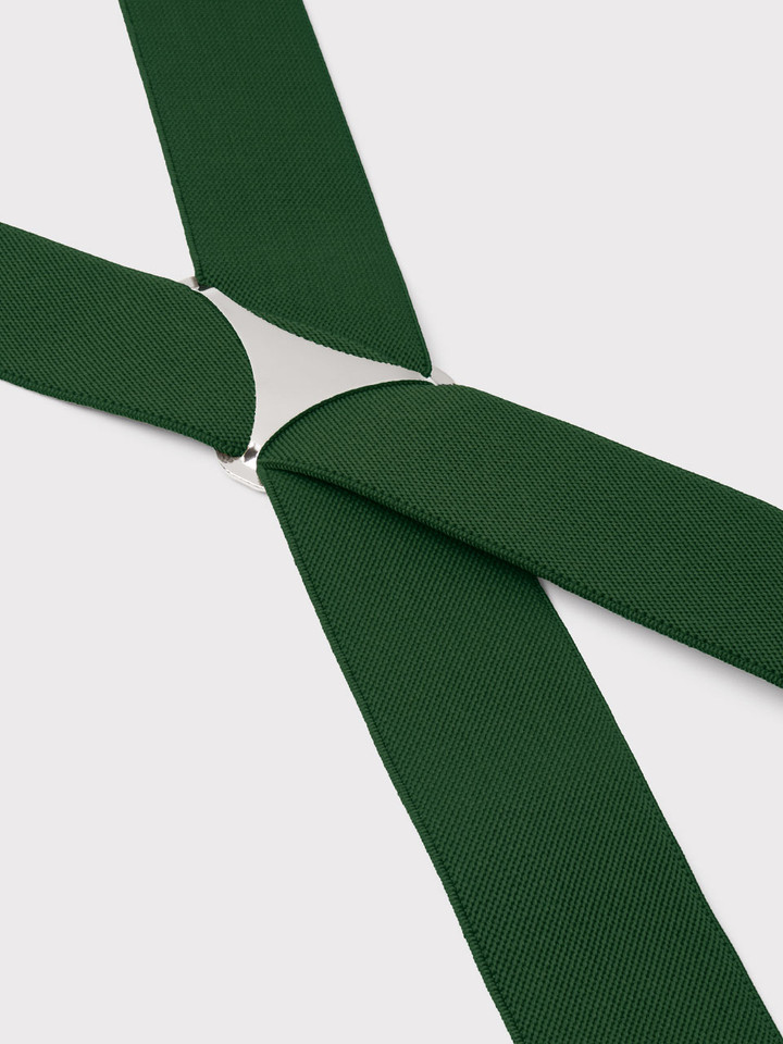 Back Plate of Men's Plain Green Braces with Nickel Clips