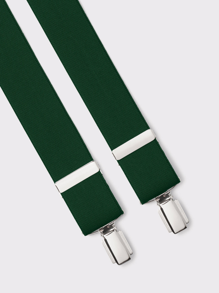 Men's Plain Green Braces with Nickel Clips