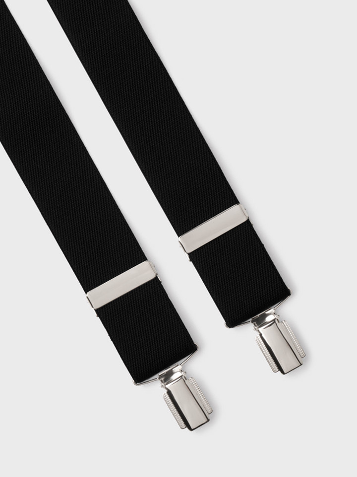 Men's Plain Black Braces with Nickel Clips