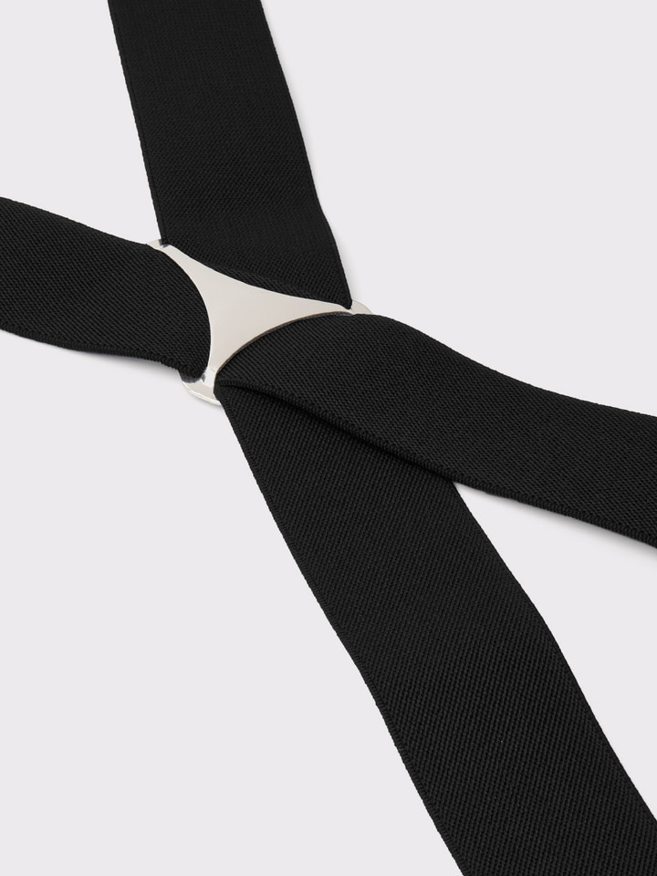 Back Plate of Men's Plain Black Braces with Nickel Clips