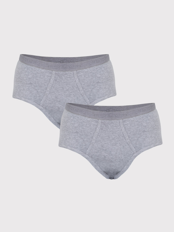 Knitted Cotton Briefs in Grey