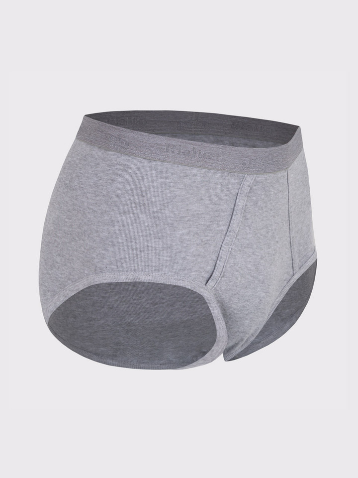 Knitted Cotton Briefs in Grey