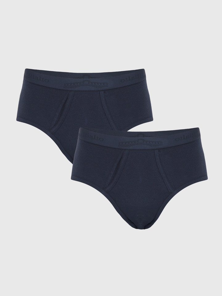 Navy Knitted Cotton Briefs