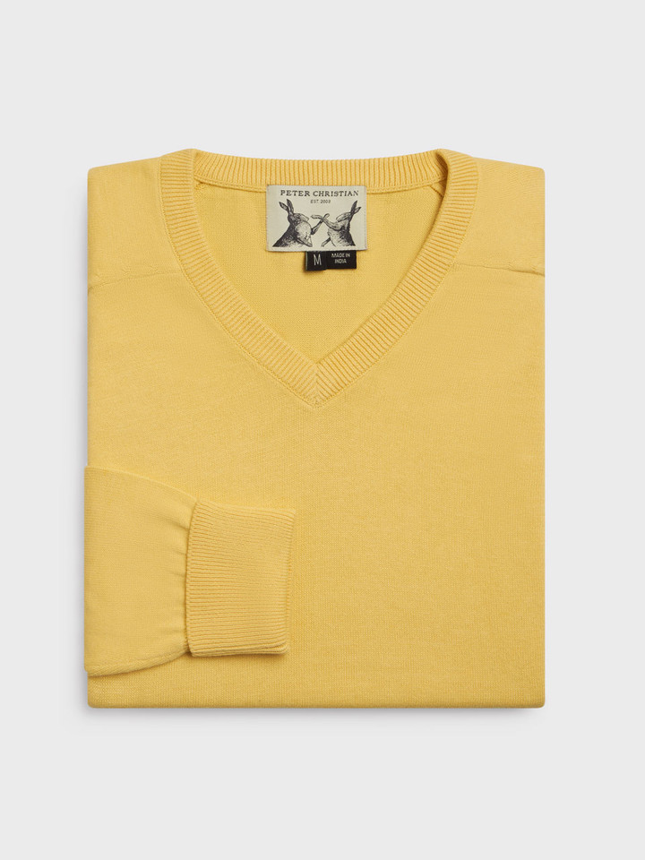 Lemon yellow cotton v neck