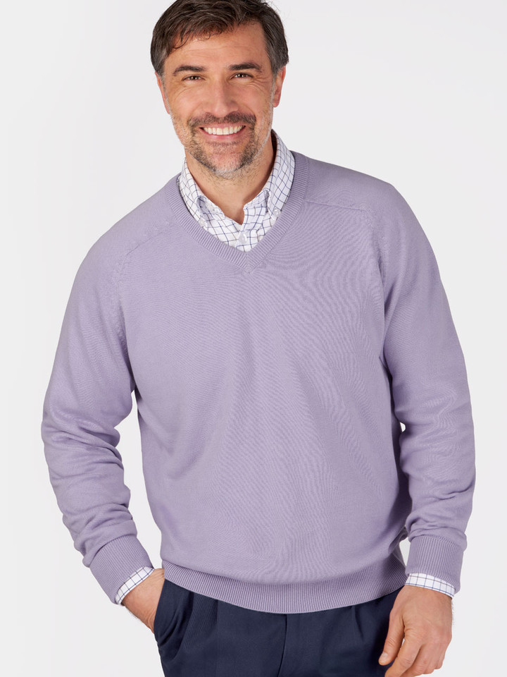 Lilac cotton v neck jumper
