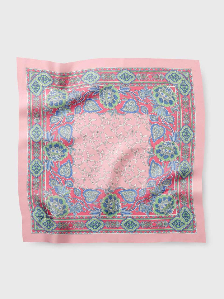 Mens Pink Botanical Pocket Square Flat