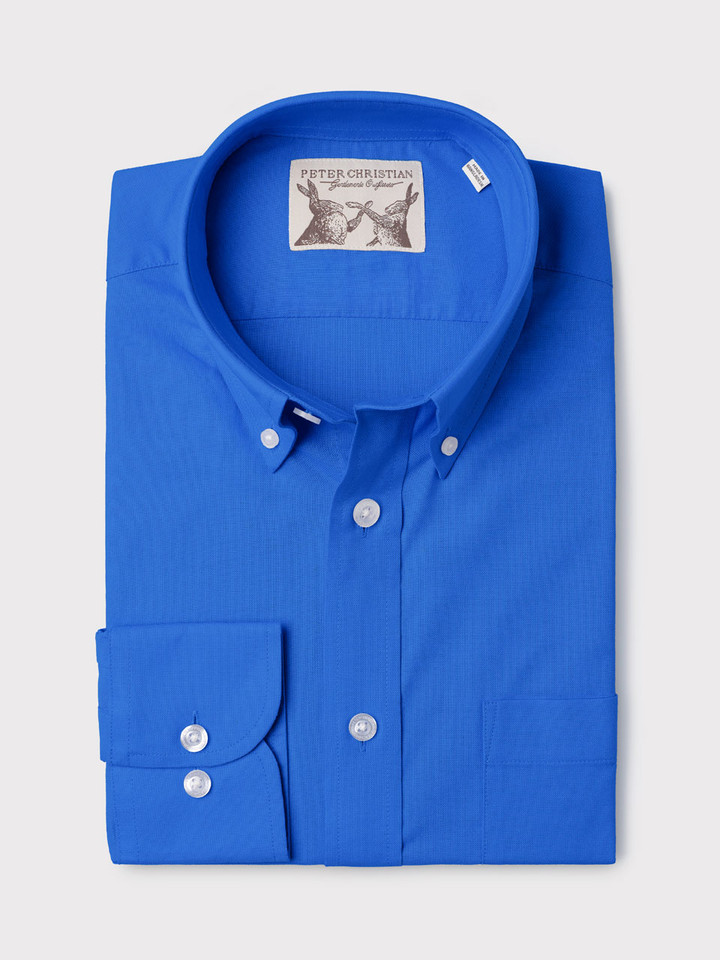 Men's Cobalt Blue Long Sleeve Oxford Shirt