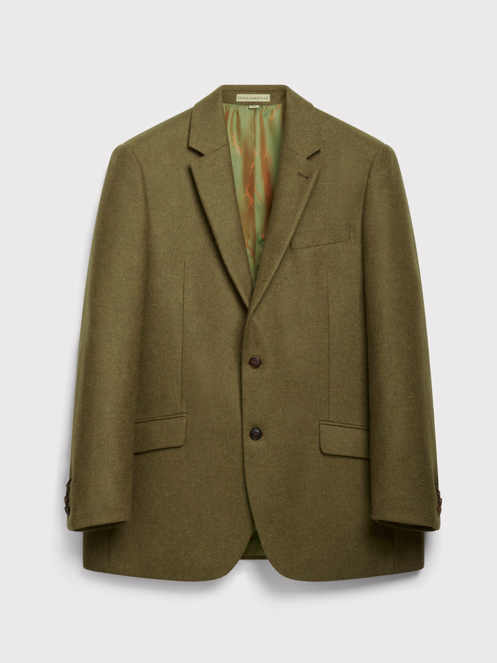 Mens Moss Lightweight Tweed Jacket Front