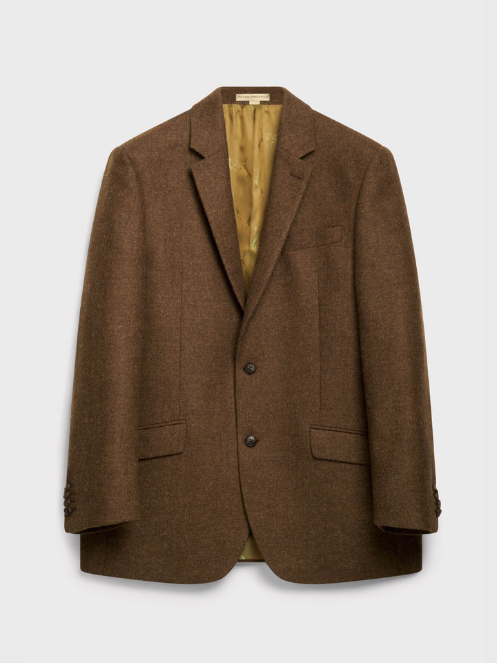 Mens Tobacco Lightweight Tweed Jacket Front