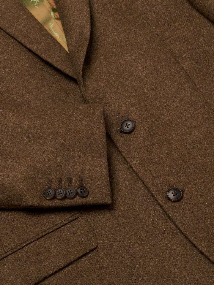 Mens Tobacco Lightweight Tweed Jacket Closeup