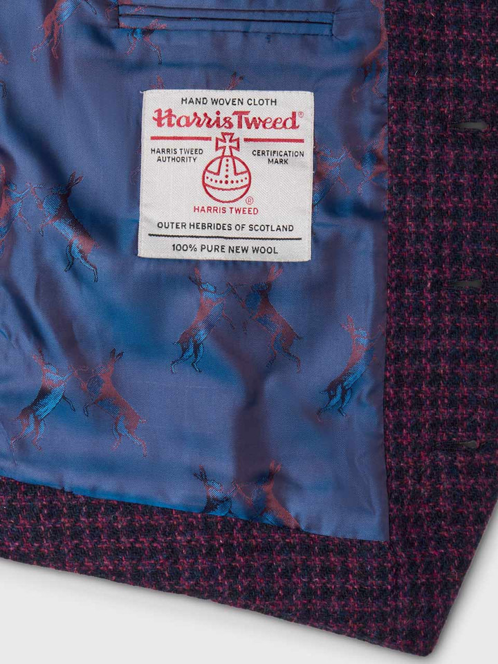 Mens Midnight Harris Tweed® Waistcoat Label