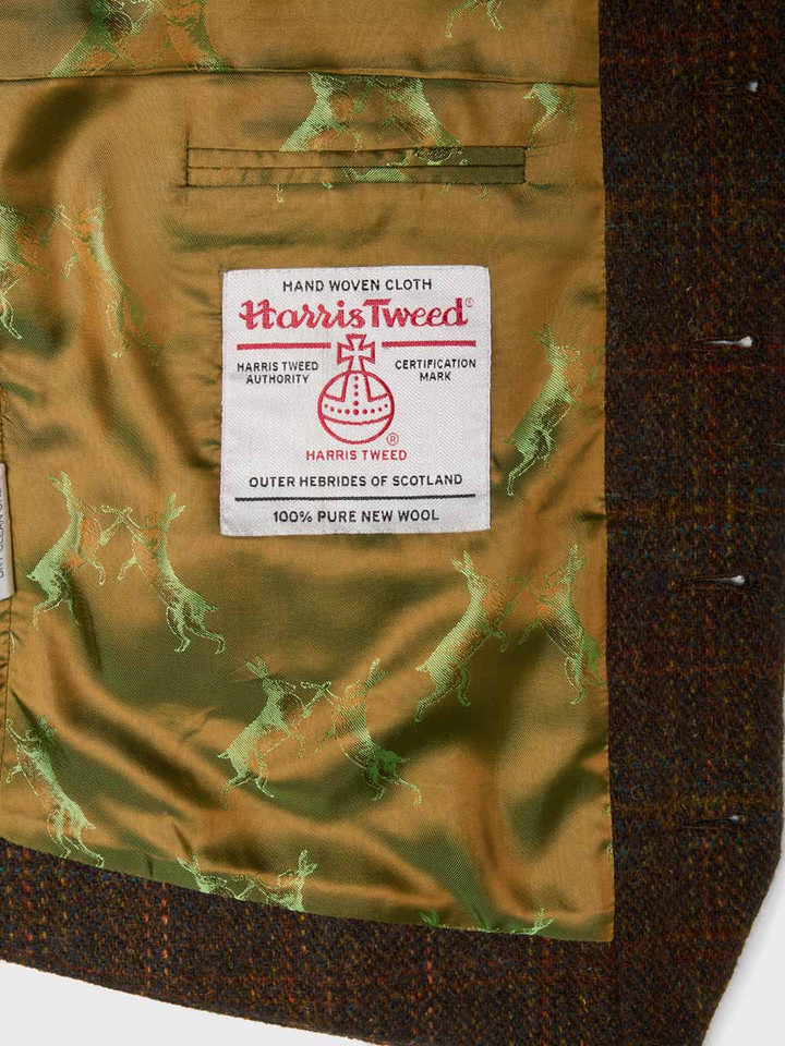 Mens Autumn Harris Tweed® Waistcoat Inside Lining & Label