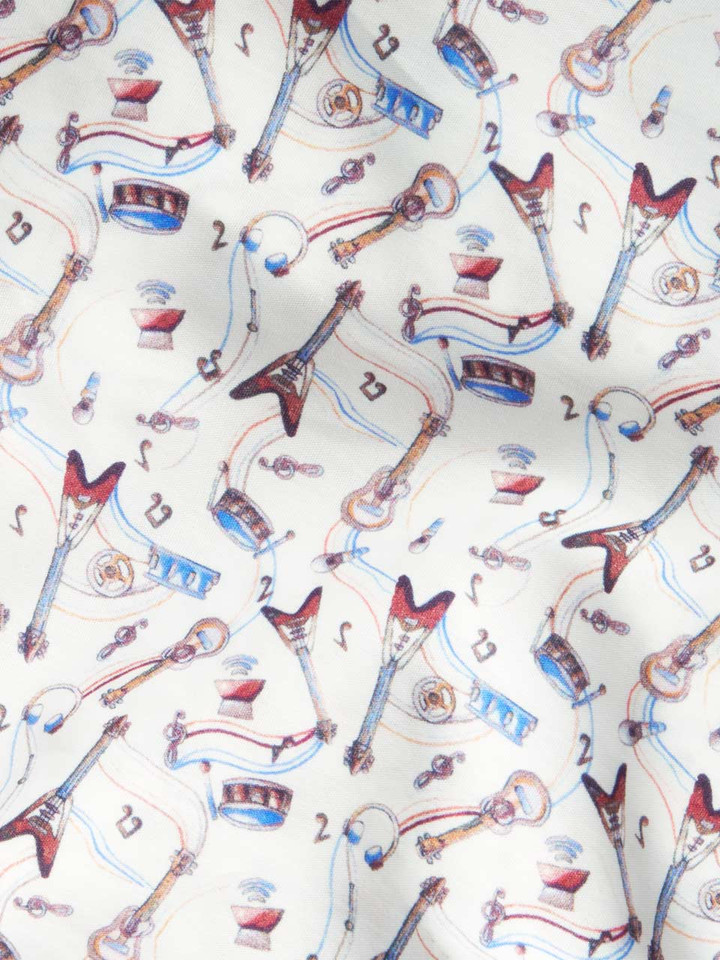 Mens Musical Print 100% Cotton Shirt Fabric