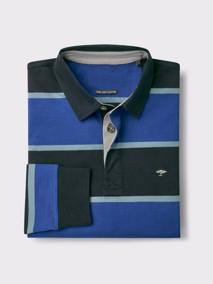 Mens Navy and Blue Striped Rugby Top Folded