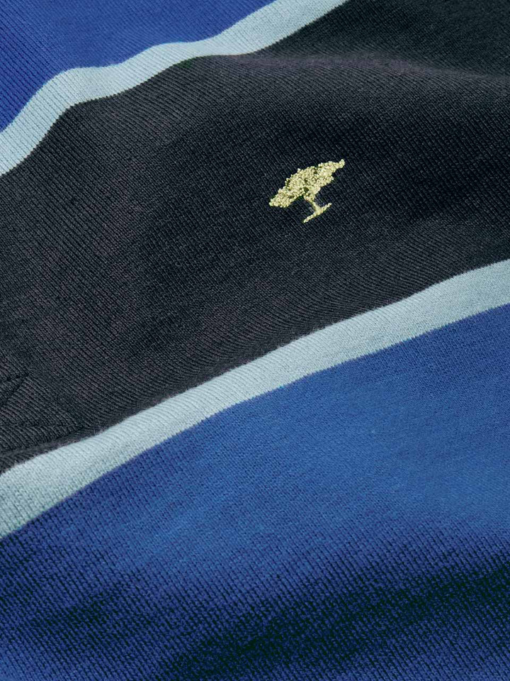 Mens Navy and Blue Striped Rugby Top Fabric