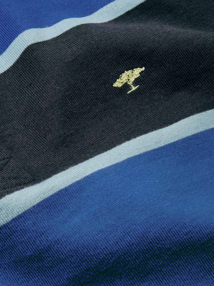 Mens Navy and Blue Striped Rugby Top Fabric
