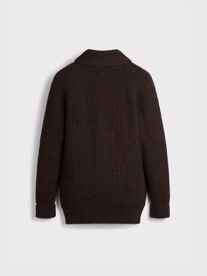 Mens Espresso Shawl Neck Cardigan Back