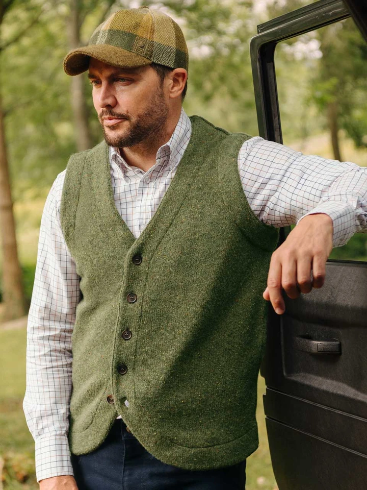 Mens Thyme Knitted Waistcoat on Model