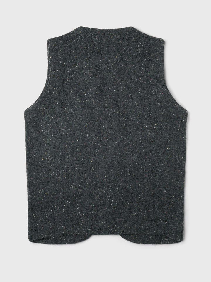 Mens Charcoal Knitted Waistcoat Back