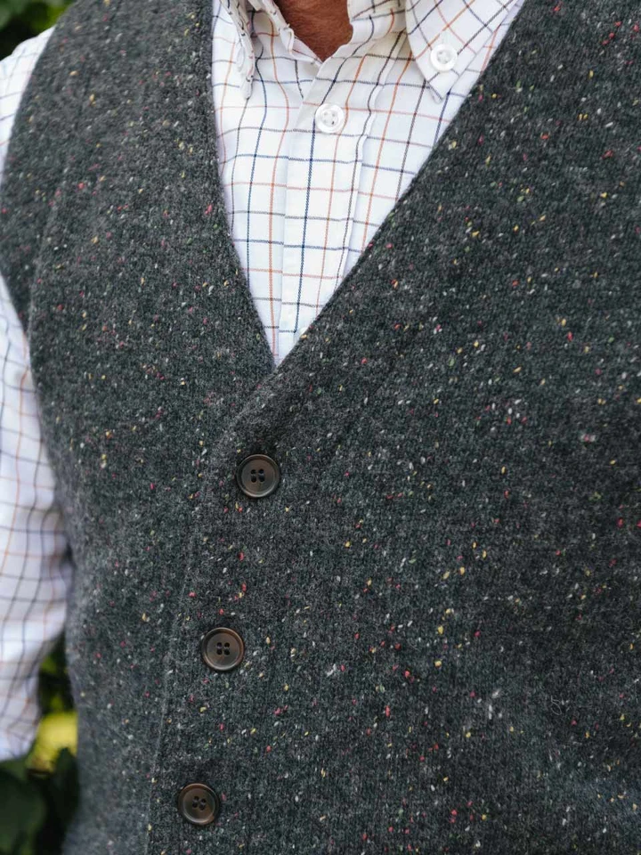 Mens Charcoal Knitted Waistcoat on Model