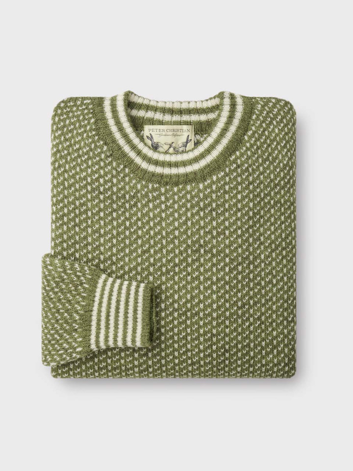 Mens Sage Norwegian Style Jumper Folded