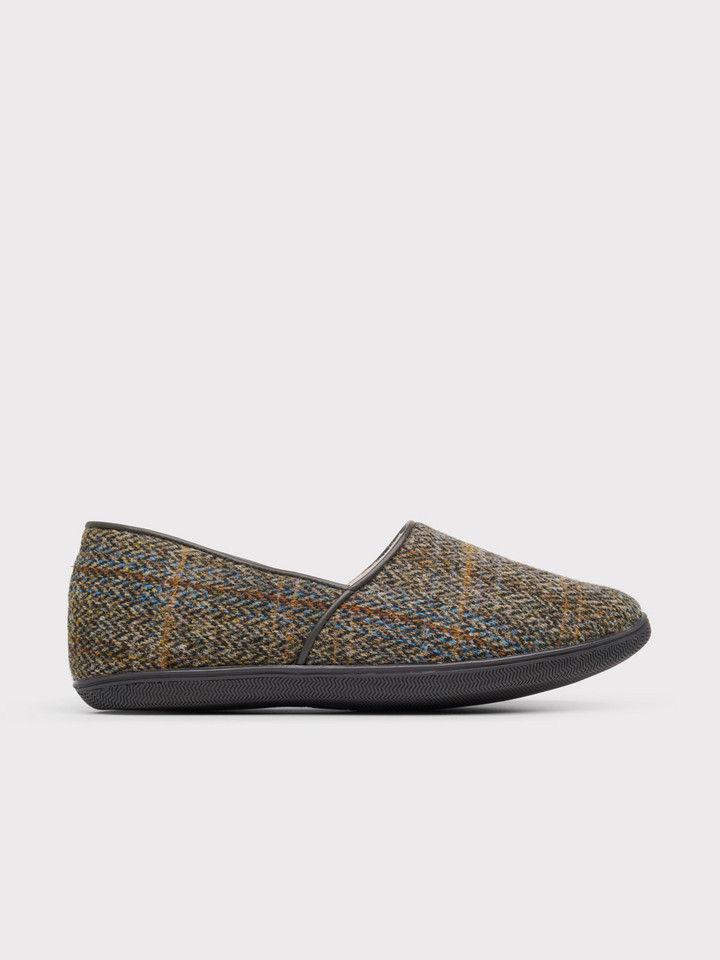 Mens Bronze Draper Harris Tweed® Sheepskin Slippers Single Side