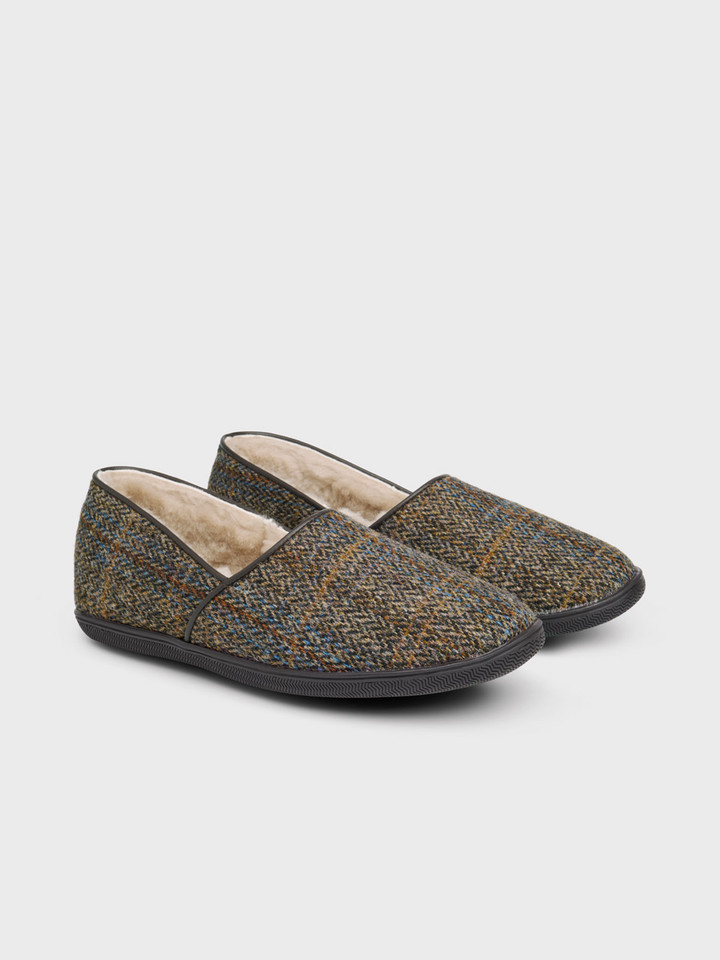 Mens Bronze Draper Harris Tweed® Sheepskin Slippers