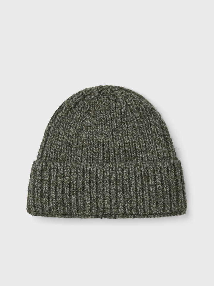 Mens Lichen Green British Wool Beanie Hat