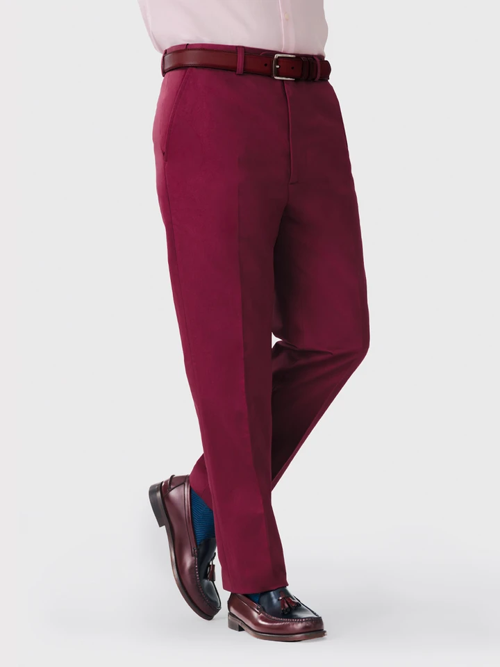 Mens Bordeaux ultimateChinos on Model