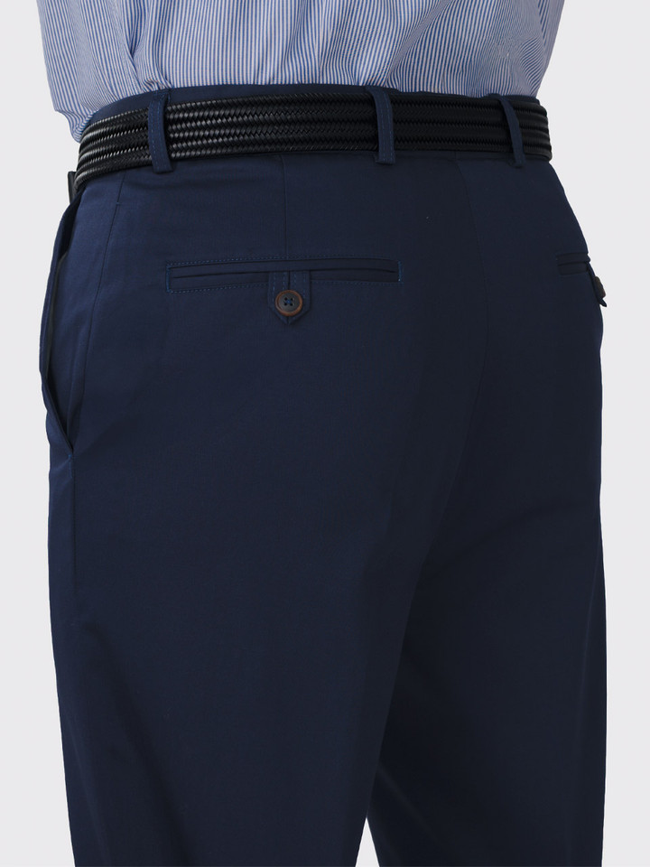 Mens Navy Slim Fit Elevated Chinos on Model Back Pockets