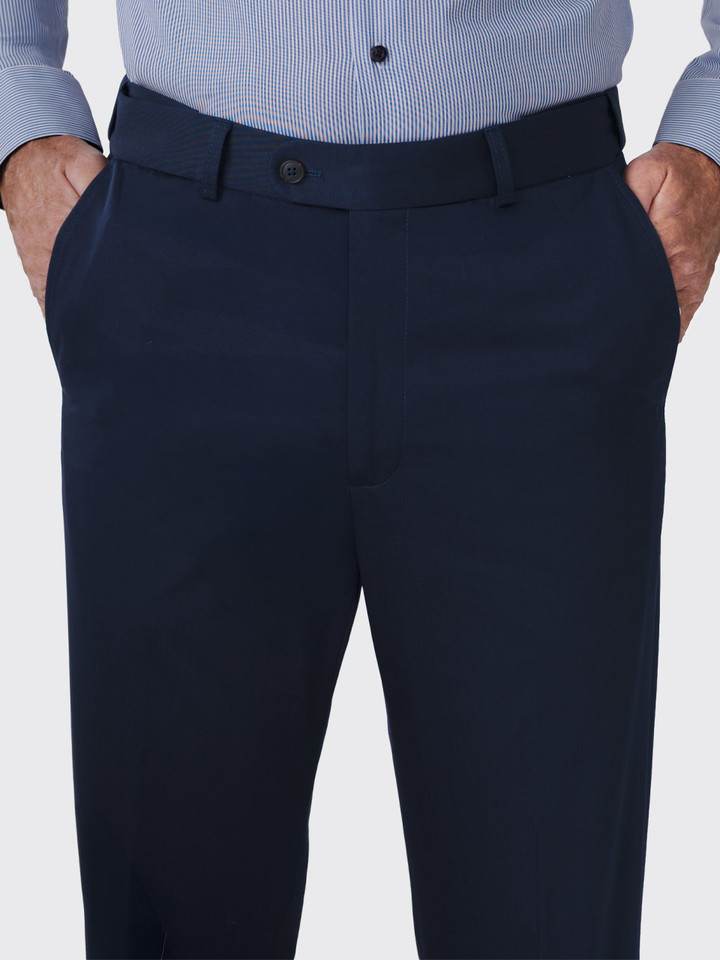 Mens Navy Slim Fit Elevated Chinos on Model Front