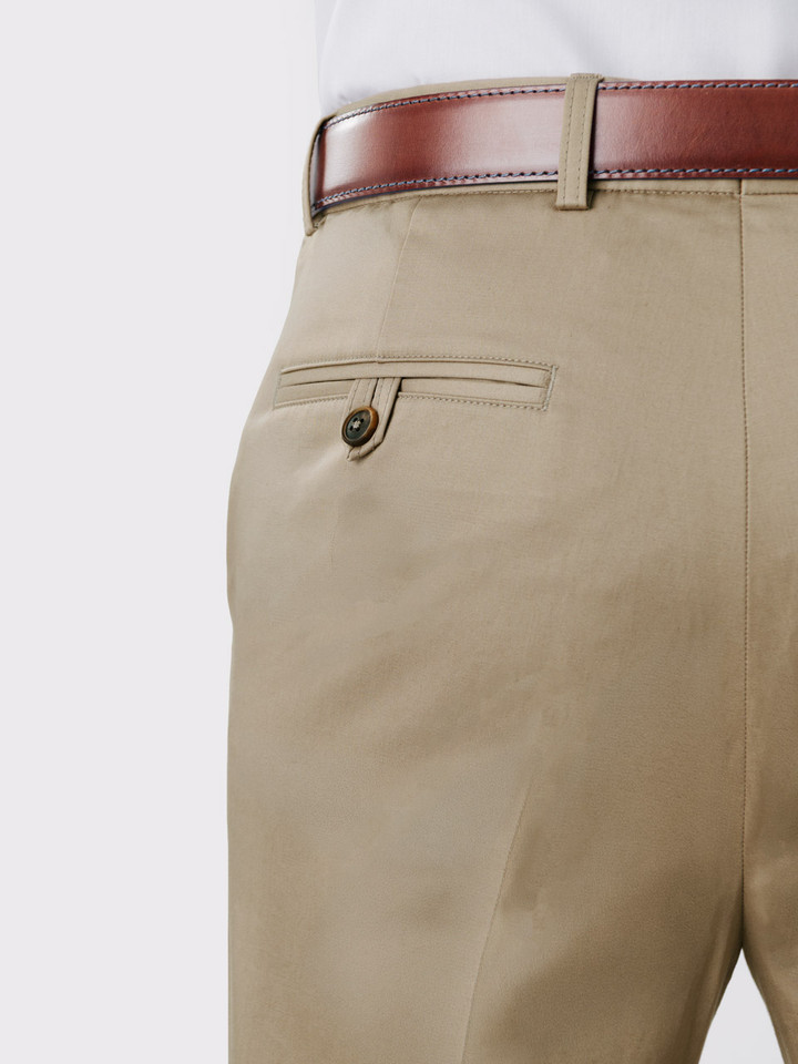 Mens Sand Slim Fit Elevated Chinos on Model Back Pocket