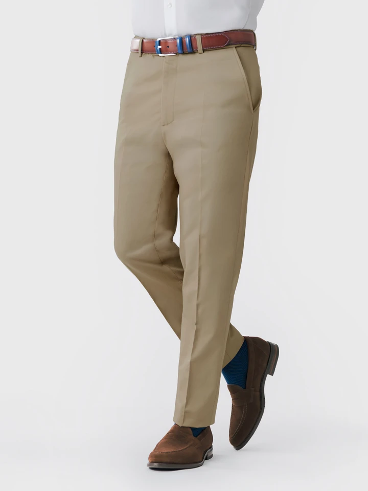 Mens Sand Slim Fit Elevated Chinos on Model