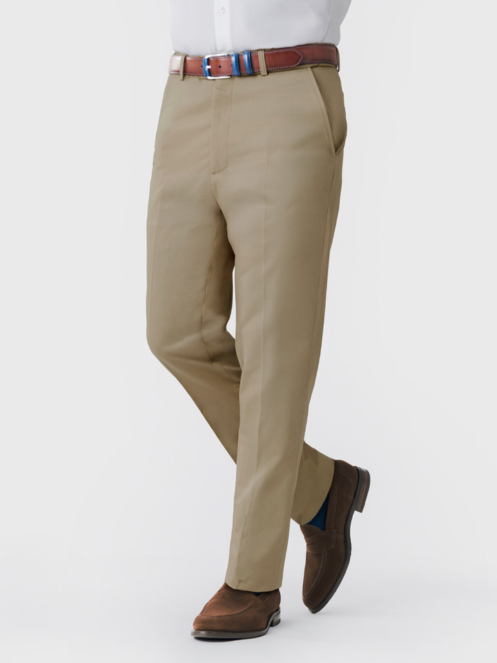 Mens Sand Slim Fit Elevated Chinos on Model