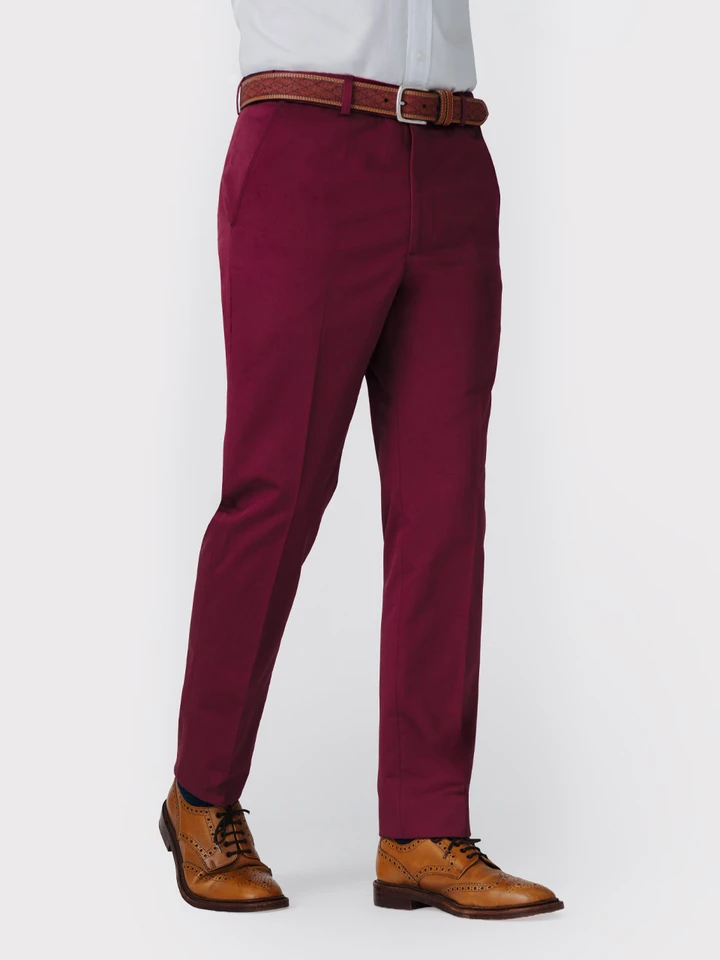 Mens Bordeaux Slim Fit Elevated Chinos on Model