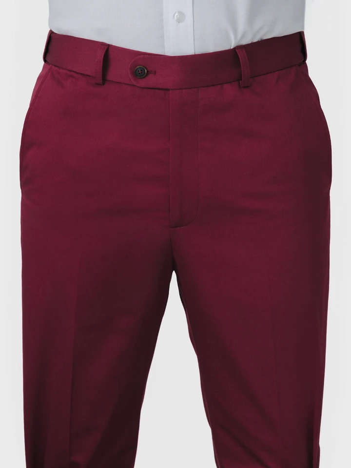 Mens Bordeaux Slim Fit Elevated Chinos on Model