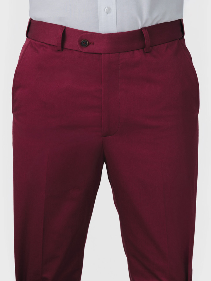 Mens Bordeaux Slim Fit Elevated Chinos on Model