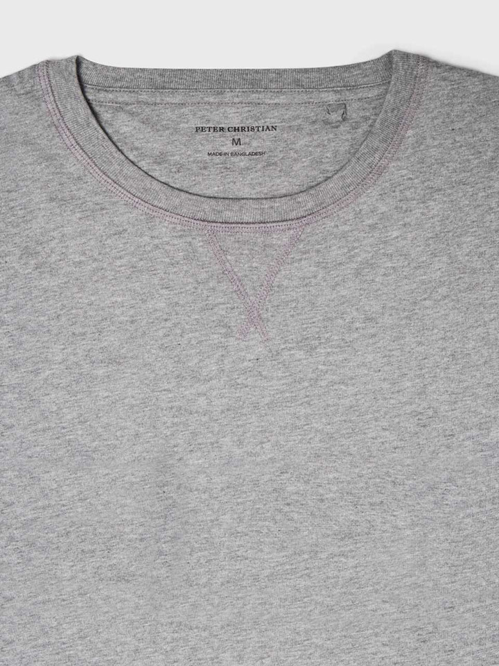 Mens Grey & Blue Short Sleeve T-Shirt Collar