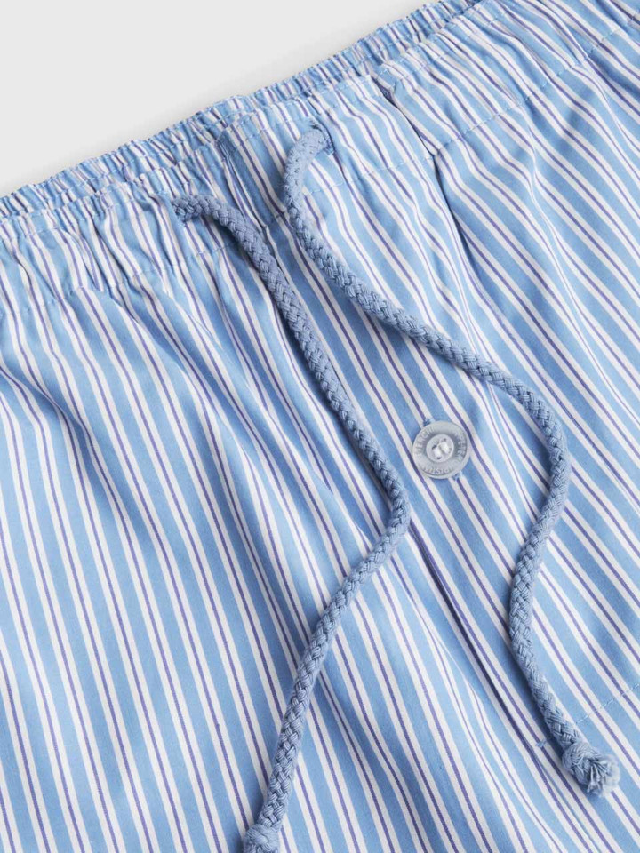 Mens Grey & Blue Pyjama Shorts Drawstring