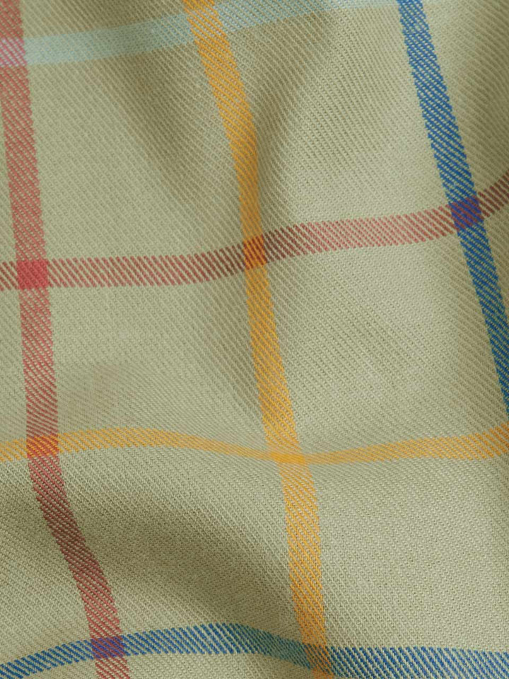 Mens Green Check Colourful Tattersall Cotton Shirt Fabric Swatch