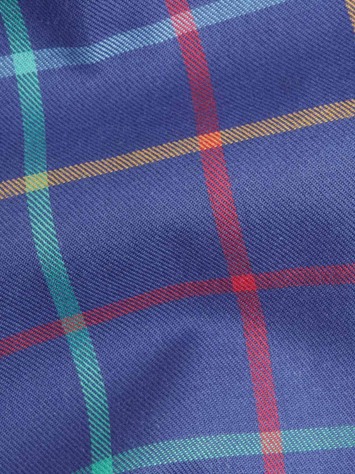 Mens Blue Check Colourful Tattersall Cotton Shirt Fabric Swatch