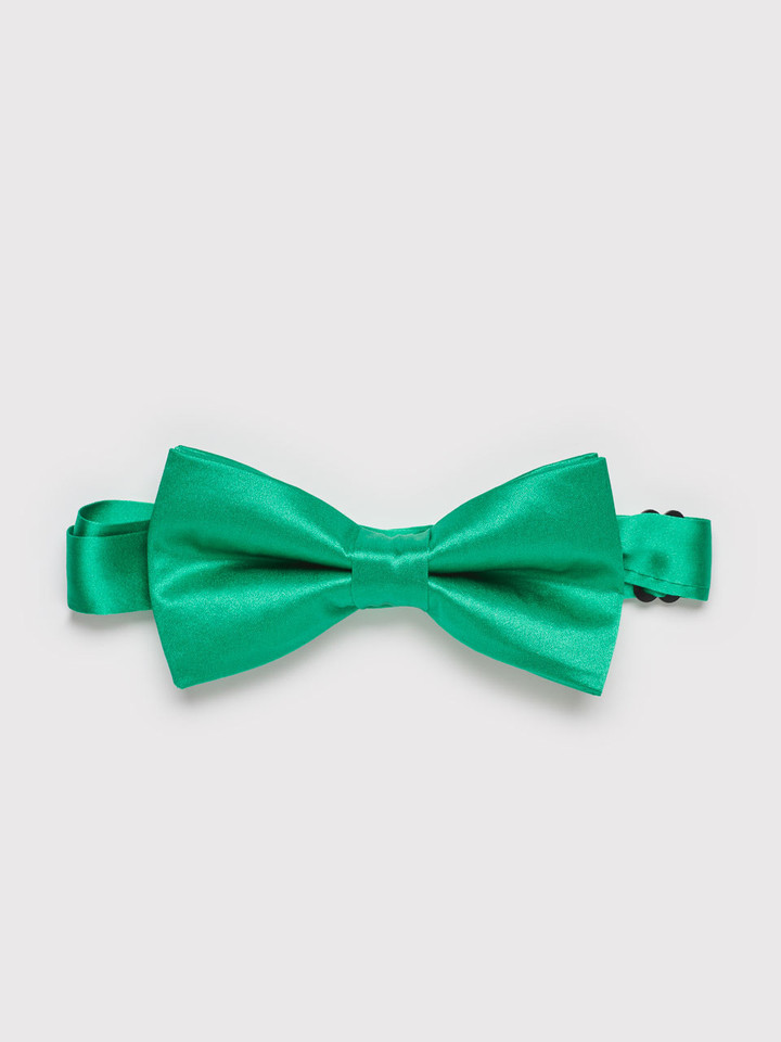 Men's Green Plain Silk Bow Tie