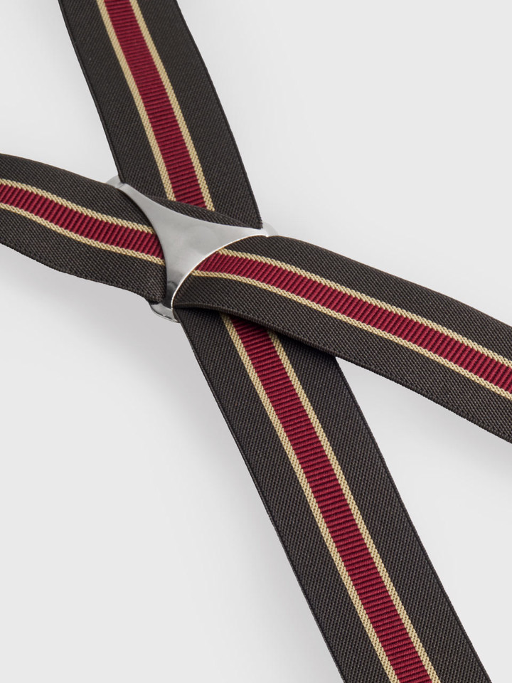 Green and Burgundy Stripe Braces Back
