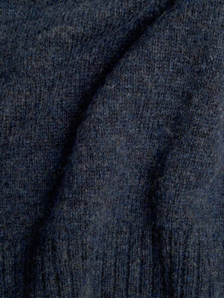 Mens Navy Blue Lambswool Roll Neck Jumper Fabric Swatch