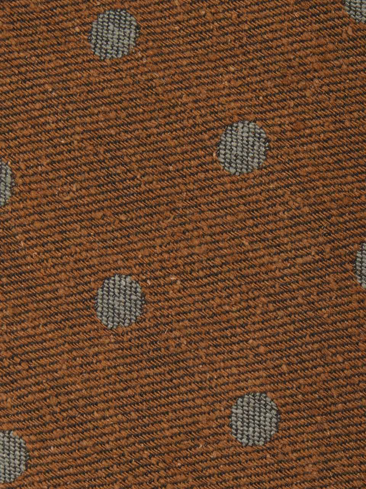 Mens Rust Textured Silk Spotted Tie Fabric Closeup