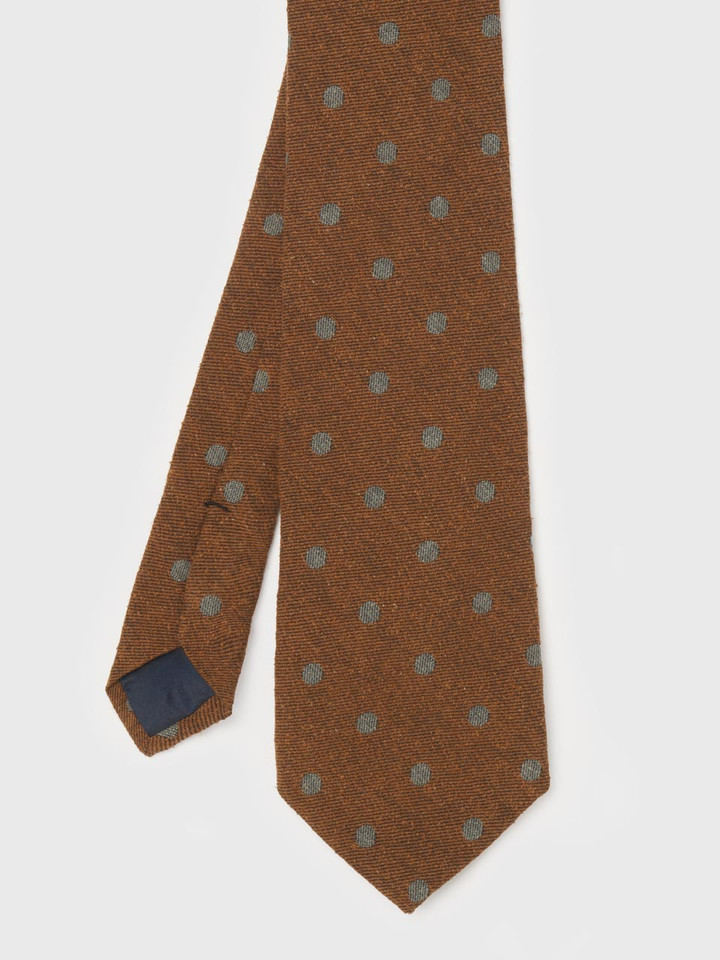 Mens Rust Textured Silk Spotted Tie