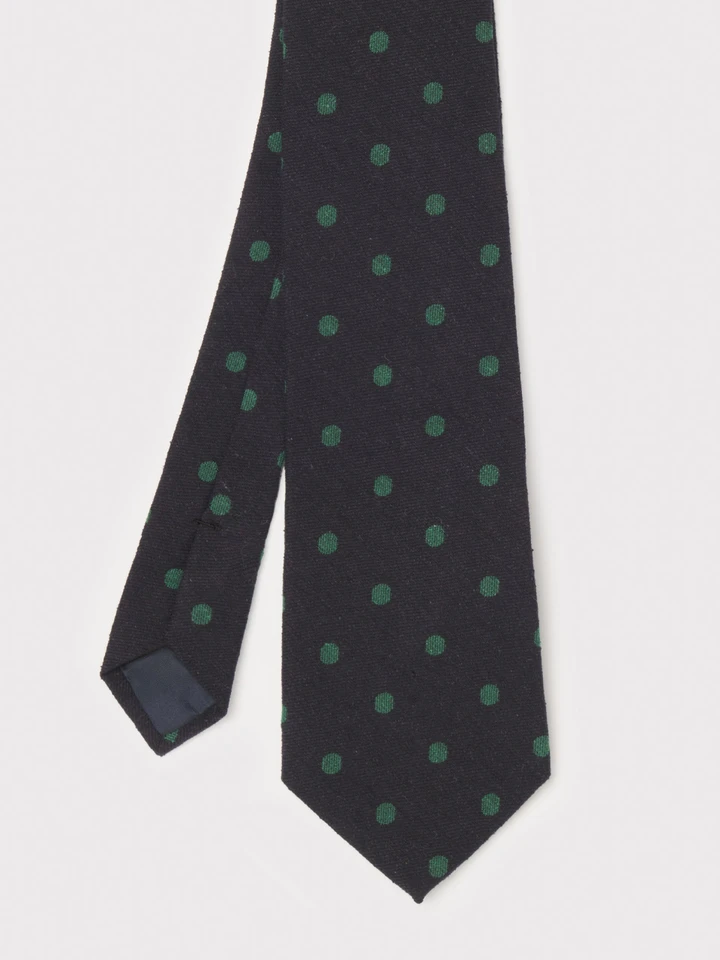 Mens Navy Textured Silk Spotted Tie